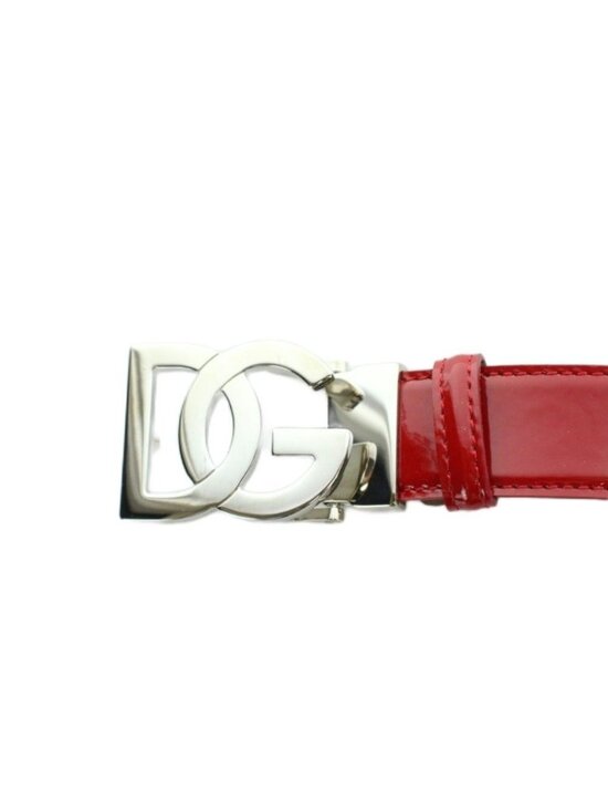 Dolce & Gabbana Belt Silver Enamel Leather DG Logo 85 cm main image 6